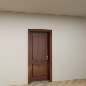 باب خشبي كلاسيكي فاخر بلون بني داكن مع زخارف بارزة-  D6002