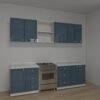 وحدة مطبخ مودرن أزرق داكن بسطح رخامي فاتح 2.5 متر - KU6004