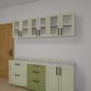 وحدة مطبخ مودرن بلون أخضر زيتوني وسطح رخامي 2 متر - KU6003