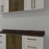 وحدة مطبخ مودرن أبيض وبني بلمسات ذهبية 2 متر - KU6005