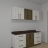وحدة مطبخ مودرن أبيض وبني بلمسات ذهبية 2 متر - KU6005
