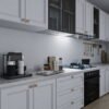 مطبخ مودرن أبيض بتصميم حرف L ولمسات ذهبية 4.5 متر - KU6007