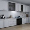 مطبخ مودرن أبيض بتصميم حرف L ولمسات ذهبية 4.5 متر - KU6007