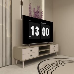 Modern Beige TV Unit with Drawers and Open Shelves - TU6004