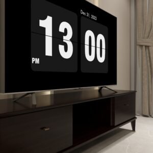 وحدة تلفزيون مودرن خشبي داكن بأبواب وأرفف مفتوحة- TU6005