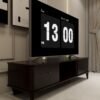 وحدة تلفزيون مودرن خشبي داكن بأبواب وأرفف مفتوحة- TU6005