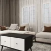طاولة مجلس مودرن سوداء وبيضاء ببابين للتخزين- MT6002