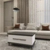 طاولة مجلس مودرن أبيض وأسود ببابين للتخزين- MT6003