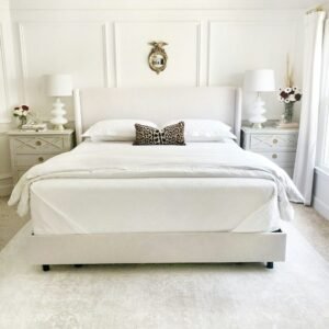white bed with white bed linen