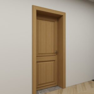 Modern-Classic Wooden Interior Door with Decorative Frame – D6006