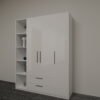 دولاب ملابس مودرن أبيض مع أرفف جانبية وأدراج - W6009
