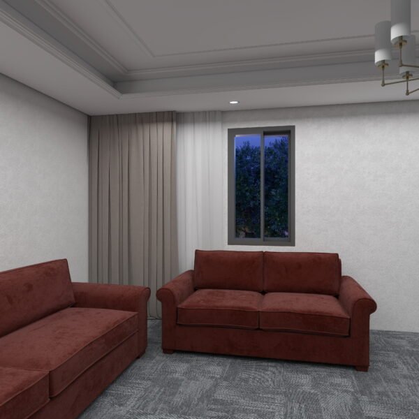 طقم كنب بني خمري مودرن مكوّن من كنبة ثلاثية وثنائية–S6009