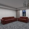 طقم كنب بني خمري مودرن مكوّن من كنبة ثلاثية وثنائية–S6009