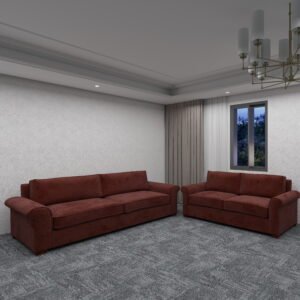 طقم كنب بني خمري مودرن مكوّن من كنبة ثلاثية وثنائية–S6009