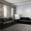 كنبة مودرن فاخرة بتصميم مريح – لون أخضر داكن –S6003