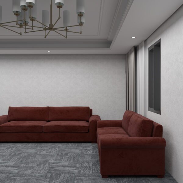 طقم كنب بني خمري مودرن مكوّن من كنبة ثلاثية وثنائية–S6009