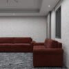 طقم كنب بني خمري مودرن مكوّن من كنبة ثلاثية وثنائية–S6009