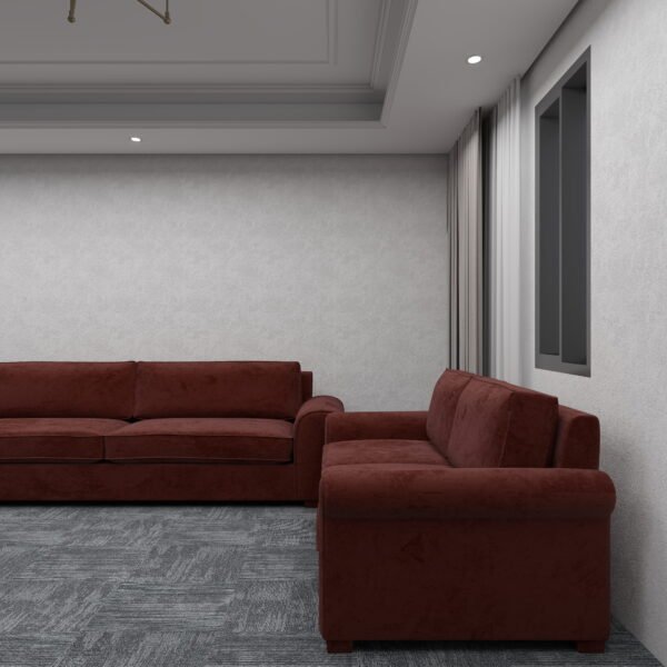 طقم كنب بني خمري مودرن مكوّن من كنبة ثلاثية وثنائية–S6009