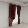 ستارة مخمل خمري بطبقتين مع ستارة بيضاء داخلية – ستائر فخمة للمجالس وغرف النوم– C6004